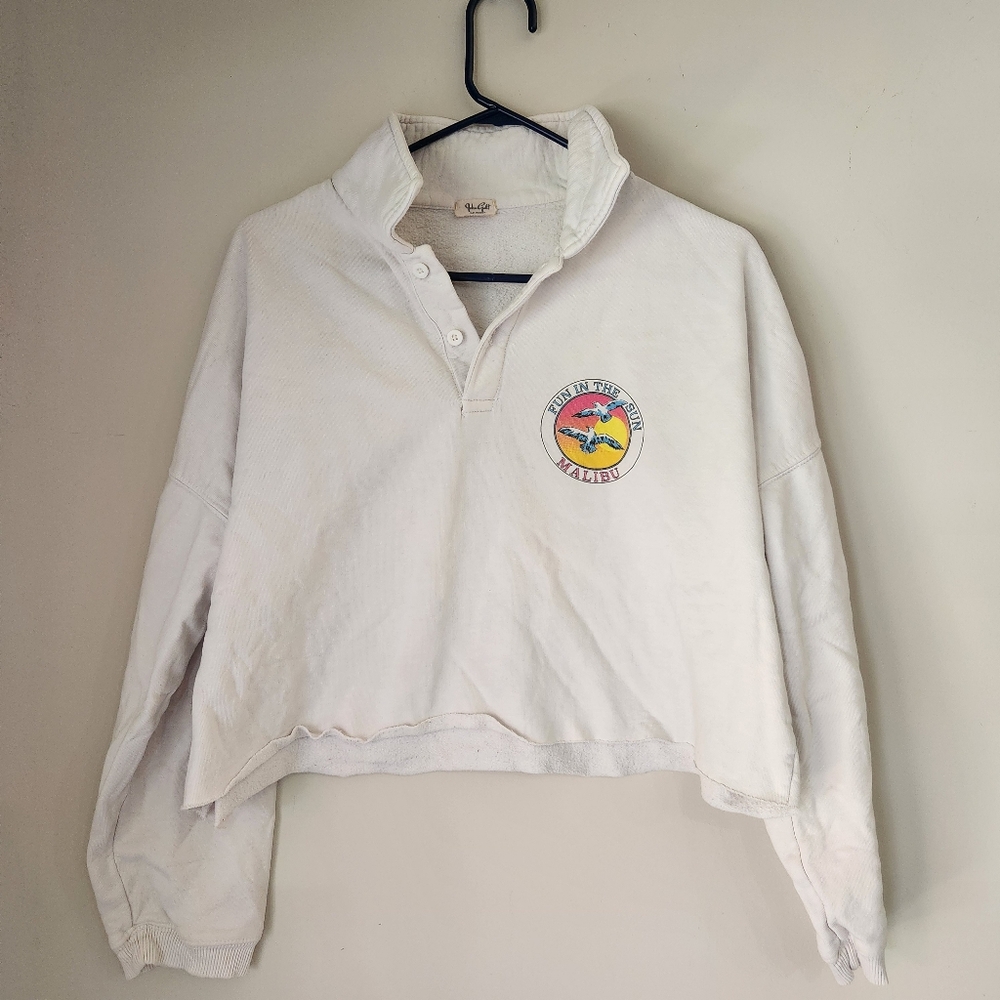 J.Galt for Brandy Melville Women’s Crop Long Sleeve Sweatshirt Collar Malibu